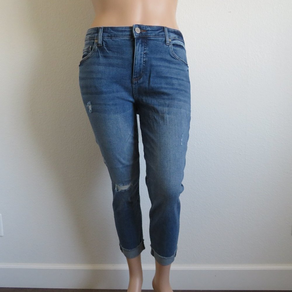 KUT from the KLOTH Jeans Women DISTRESSED Denim Crop Straight Leg Plus Size 20W - Picture 3 of 3